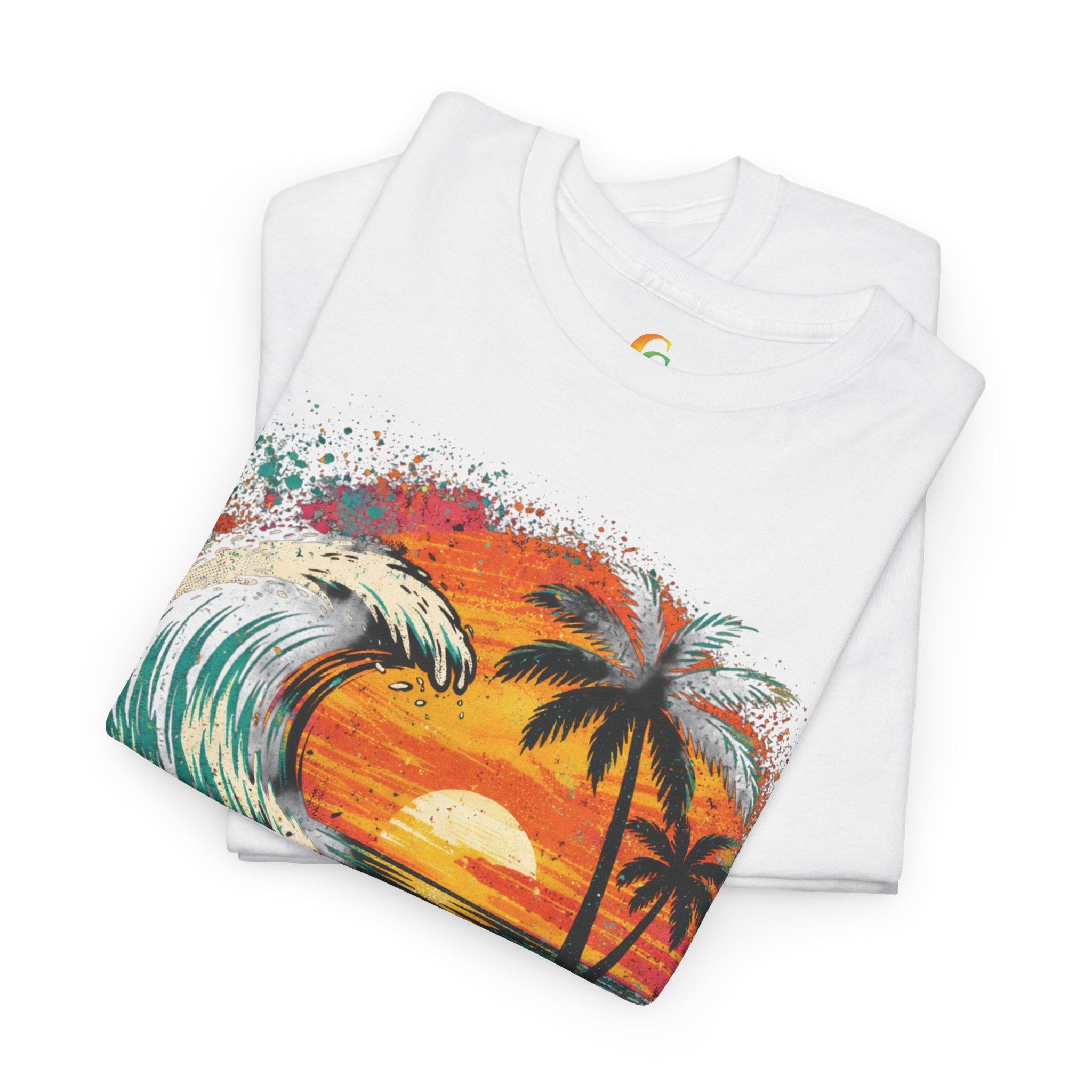 Chubba Gear Sunset Wave Beach T-Shirt – Tropical Palm Surf Graphic Tee