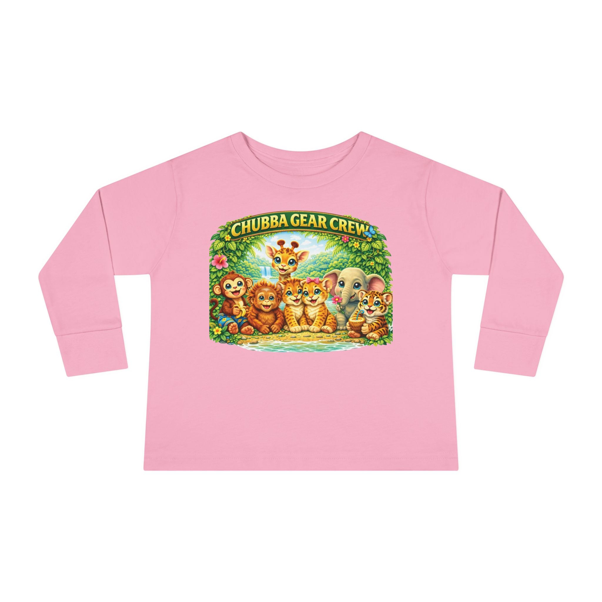 CHUBBA GEAR Crew Toddler Long Sleeve Tee — Cute Safari Animal Friends
