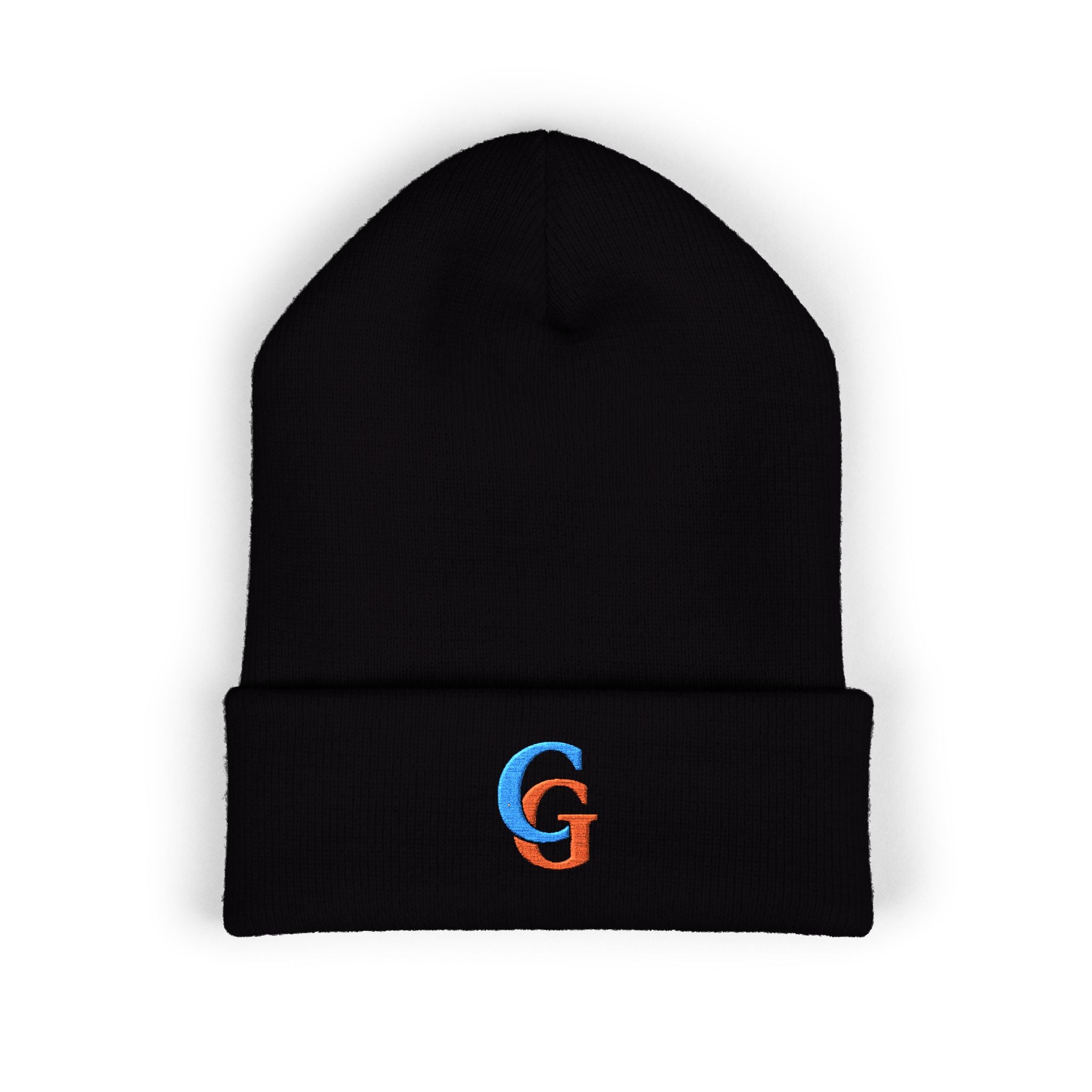 Beanie-Embroidered 'CG' Classic Cuffed Beanie - Cozy Initial Knit Hat