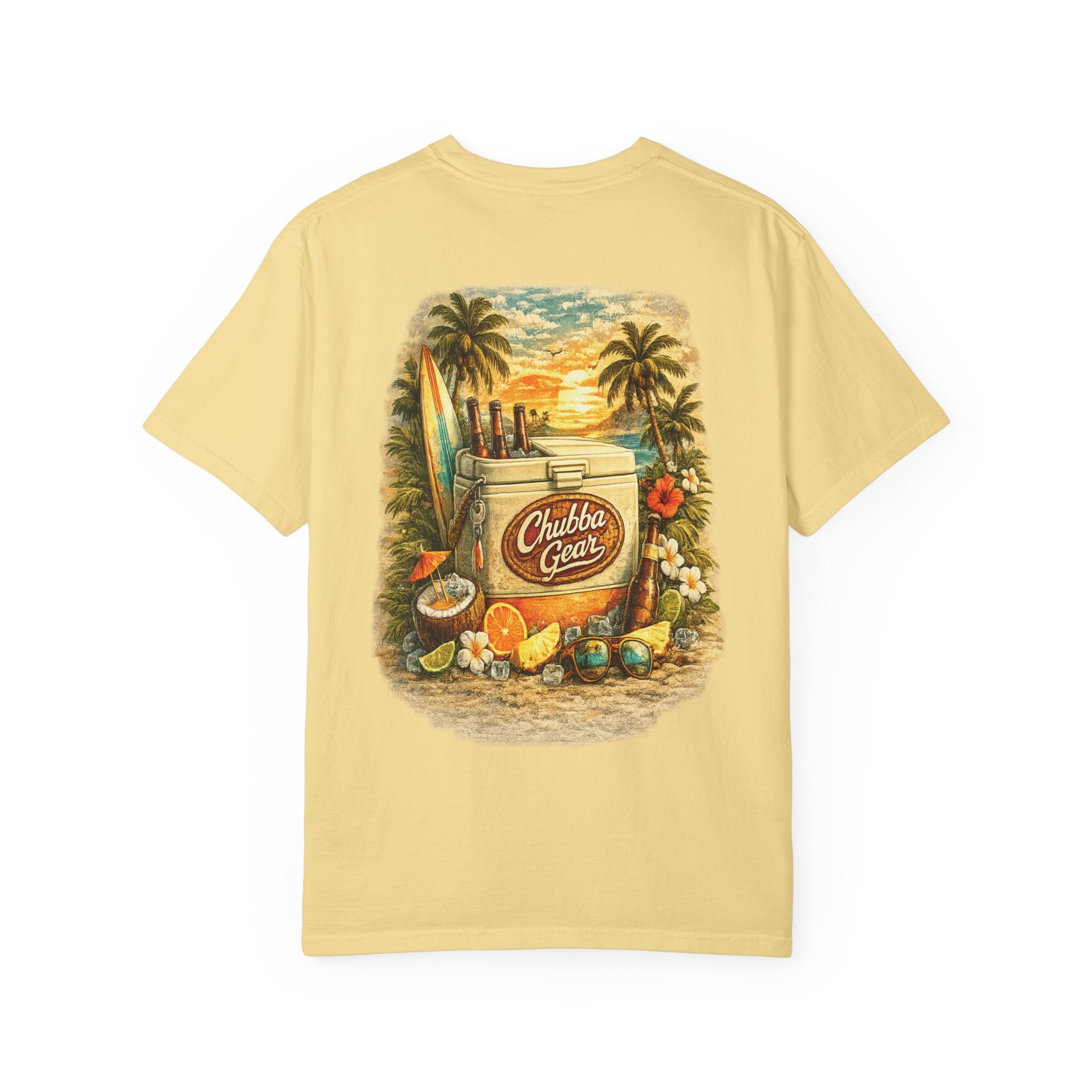 CHUBBA GEAR Vintage Tropical T-Shirt – Retro Beach Cooler Surf Graphic Tee