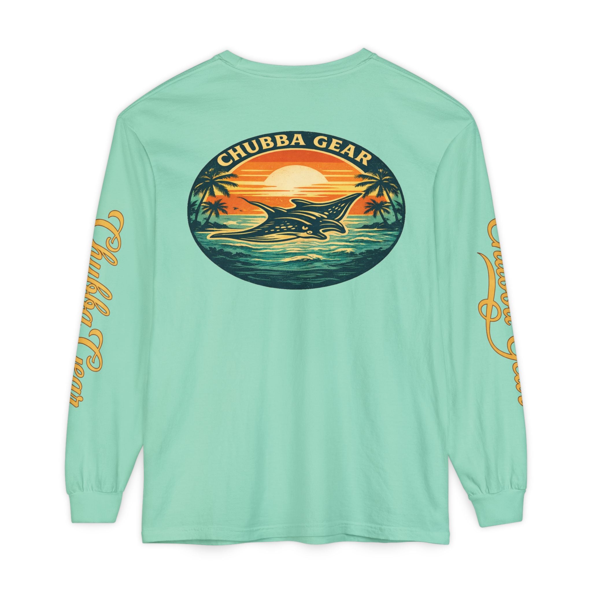 Chubba Gear Sunset Manta Ray Garment-Dyed Long Sleeve Tee