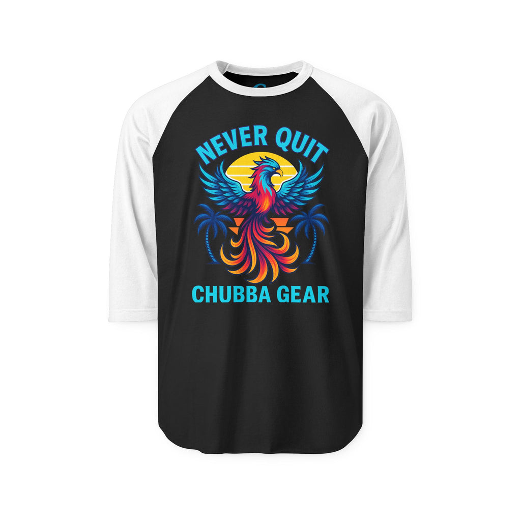 CHUBBA GEAR Never Quit Phoenix Raglan Motivational Baseball Tee