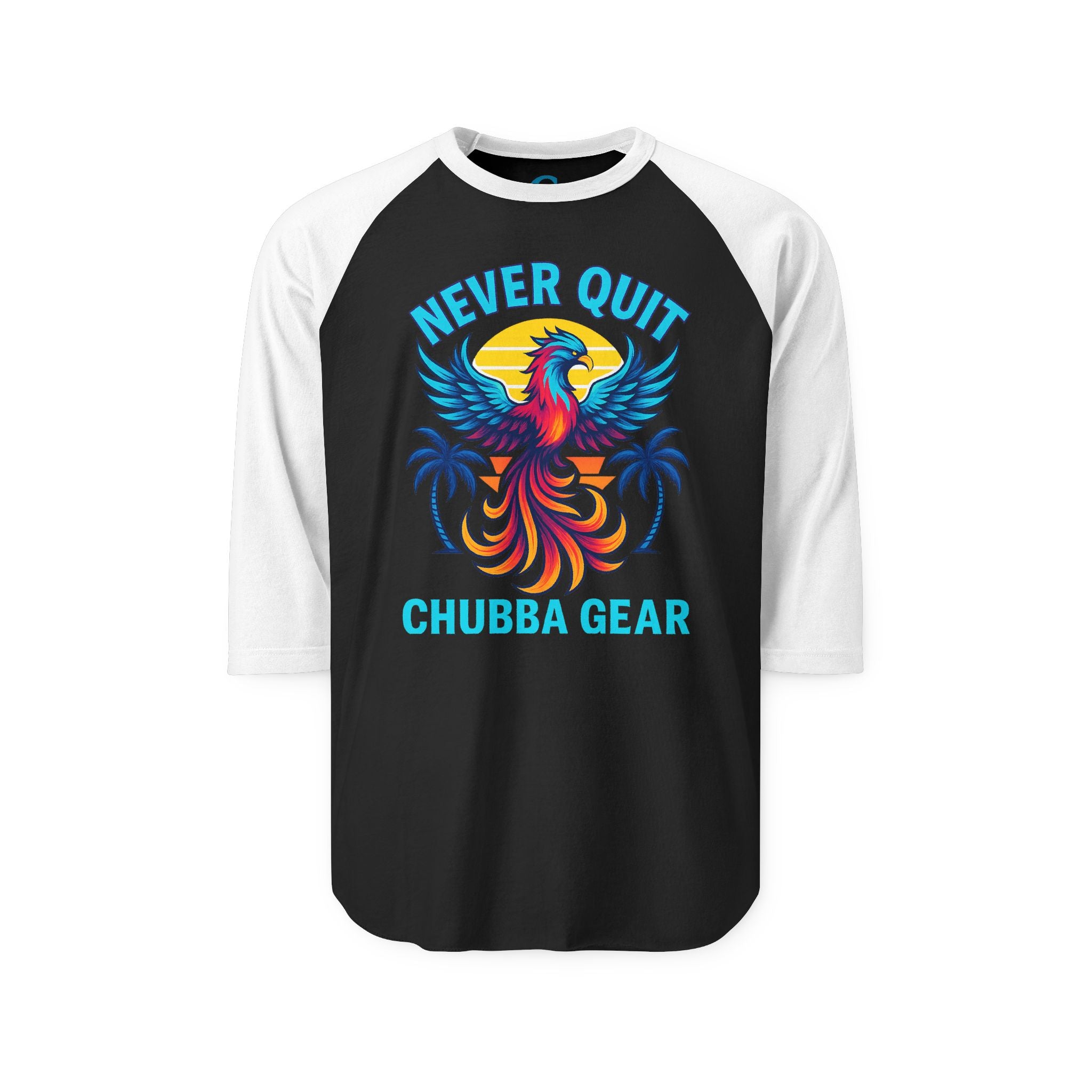 CHUBBA GEAR Never Quit Phoenix Raglan Motivational Baseball Tee
