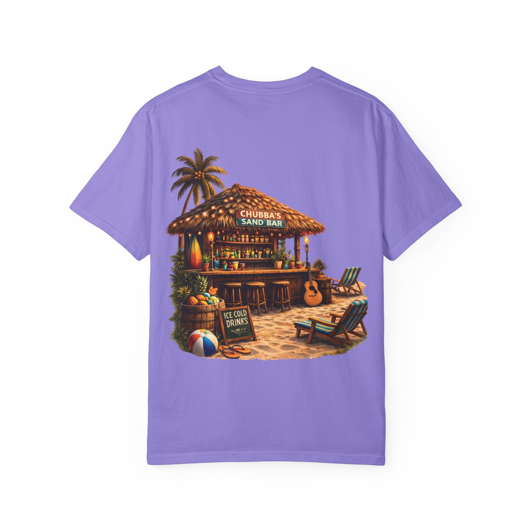 CHUBBA GEAR Sand Bar – Tropical Tiki Beach Bar T-Shirt