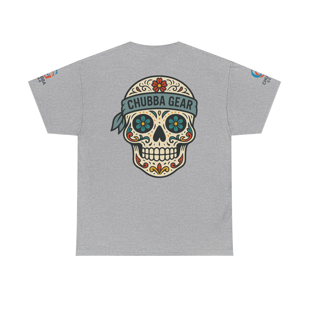 Chubba Gear Sugar Skull Tee — Day of the Dead Floral Skull T-Shirt