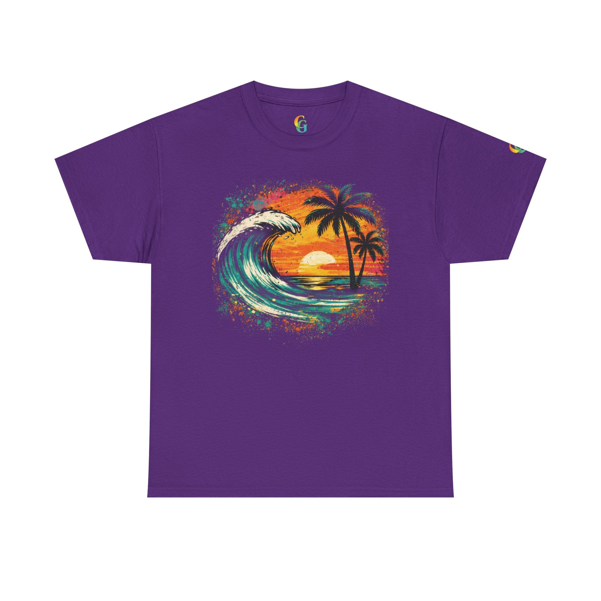 Chubba Gear Sunset Wave Beach T-Shirt – Tropical Palm Surf Graphic Tee