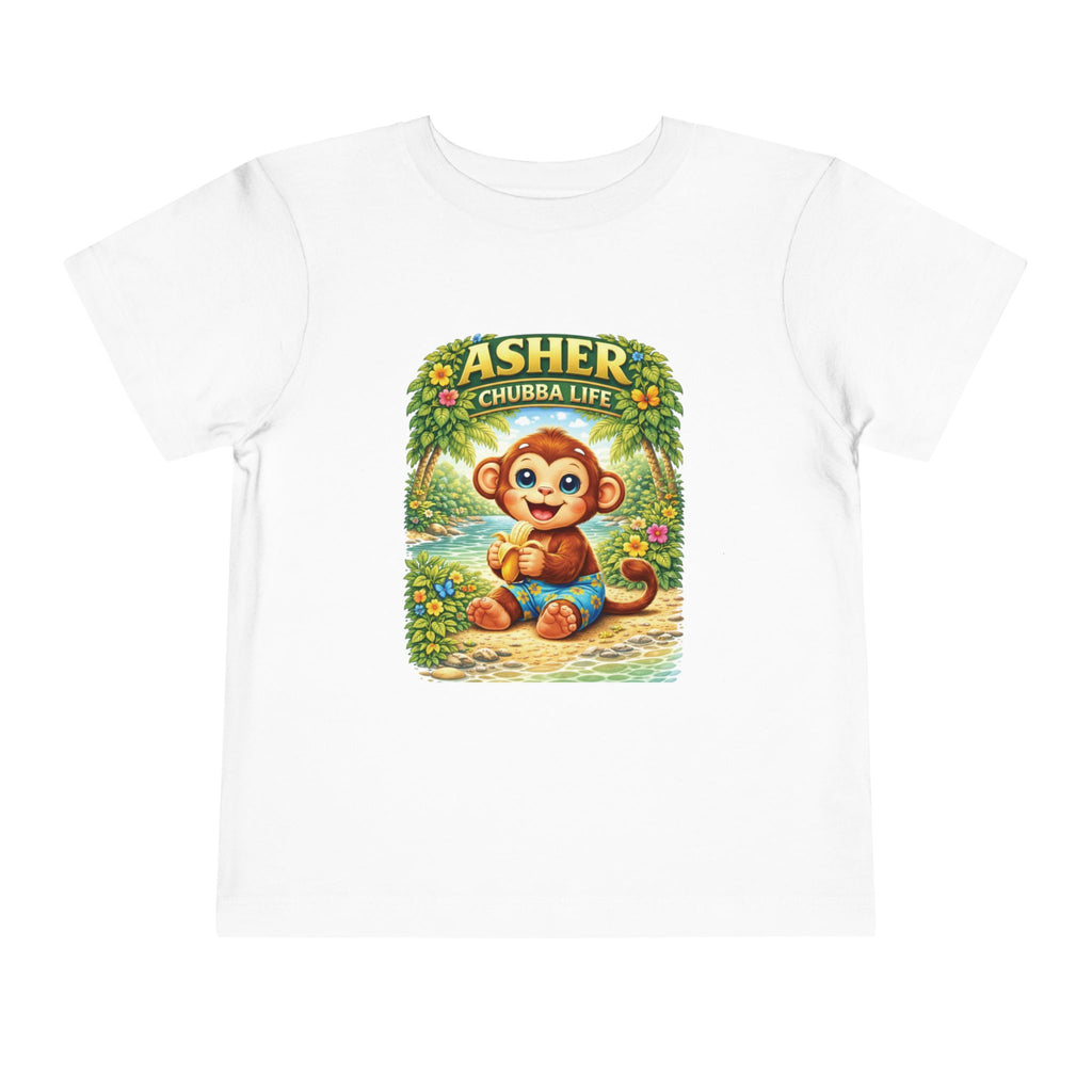 CHUBBA GEAR Asher Chubby Monkey Toddler Tee - Cute Jungle Baby Monkey Shirt