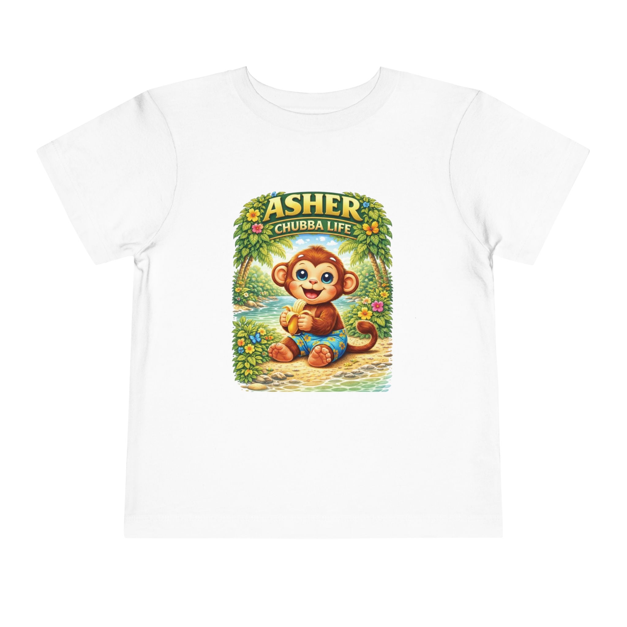 CHUBBA GEAR Asher Chubby Monkey Toddler Tee - Cute Jungle Baby Monkey Shirt