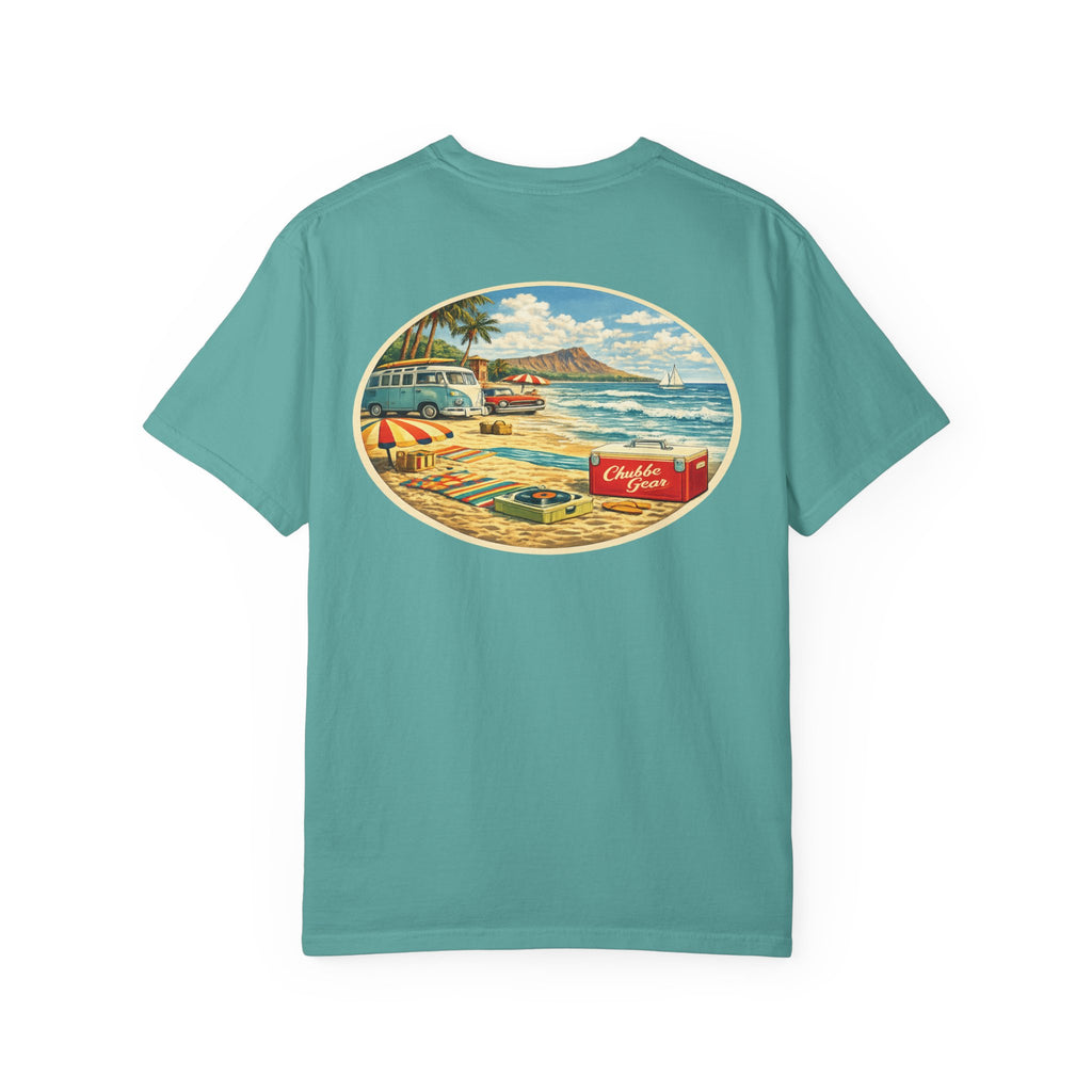 CHUBBA GEAR Vintage Beach T-Shirt – Retro Surf Graphic Tee with 60s Tropical Art