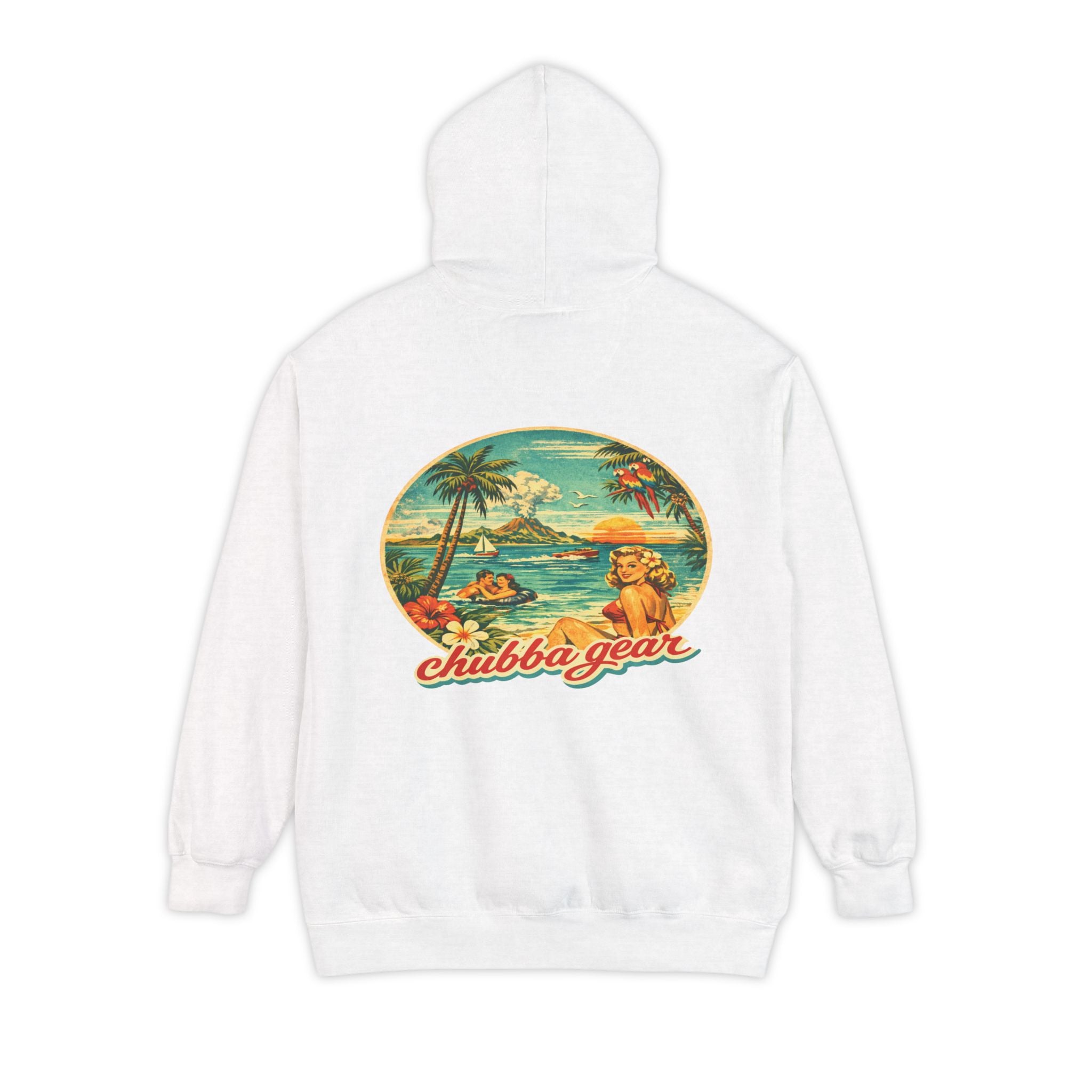 Chubba Gear Retro Tropical Hoodie – 1950s Surf Beach Vintage Pullover