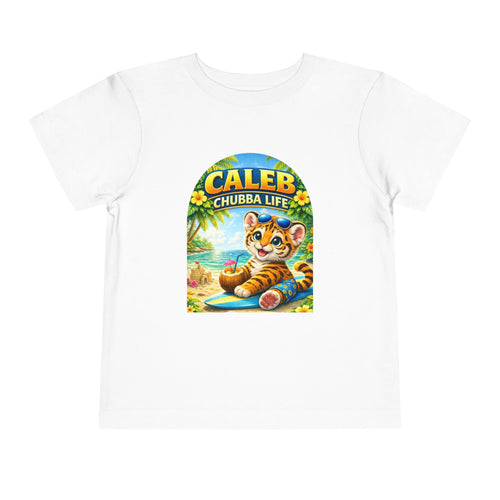 CHUBBA GEAR® Caleb Chubba Life Toddler Tee — Cute Surfing Tiger Kids Shirt