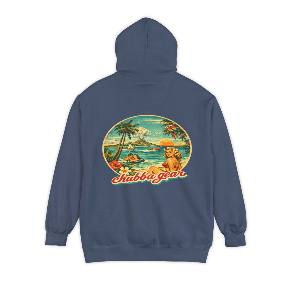 Chubba Gear Retro Tropical Hoodie – 1950s Surf Beach Vintage Pullover