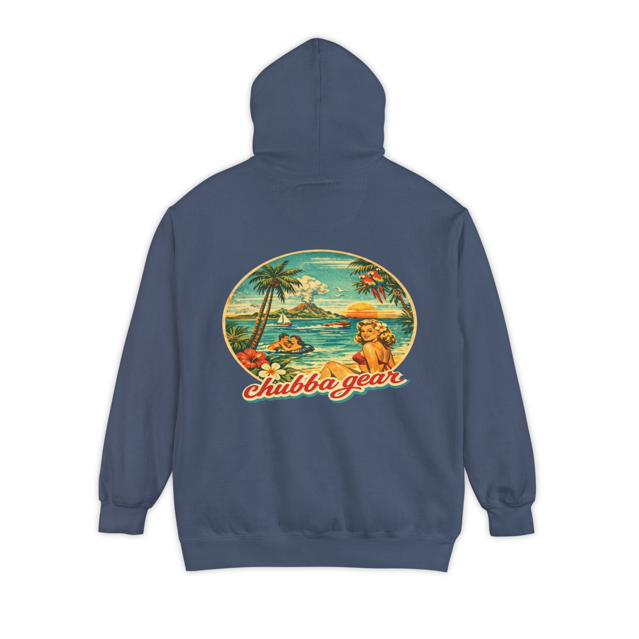 Chubba Gear Retro Tropical Hoodie – 1950s Surf Beach Vintage Pullover