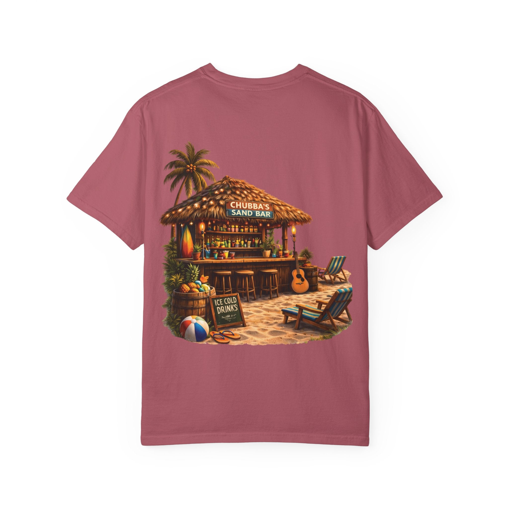 CHUBBA GEAR Sand Bar – Tropical Tiki Beach Bar T-Shirt