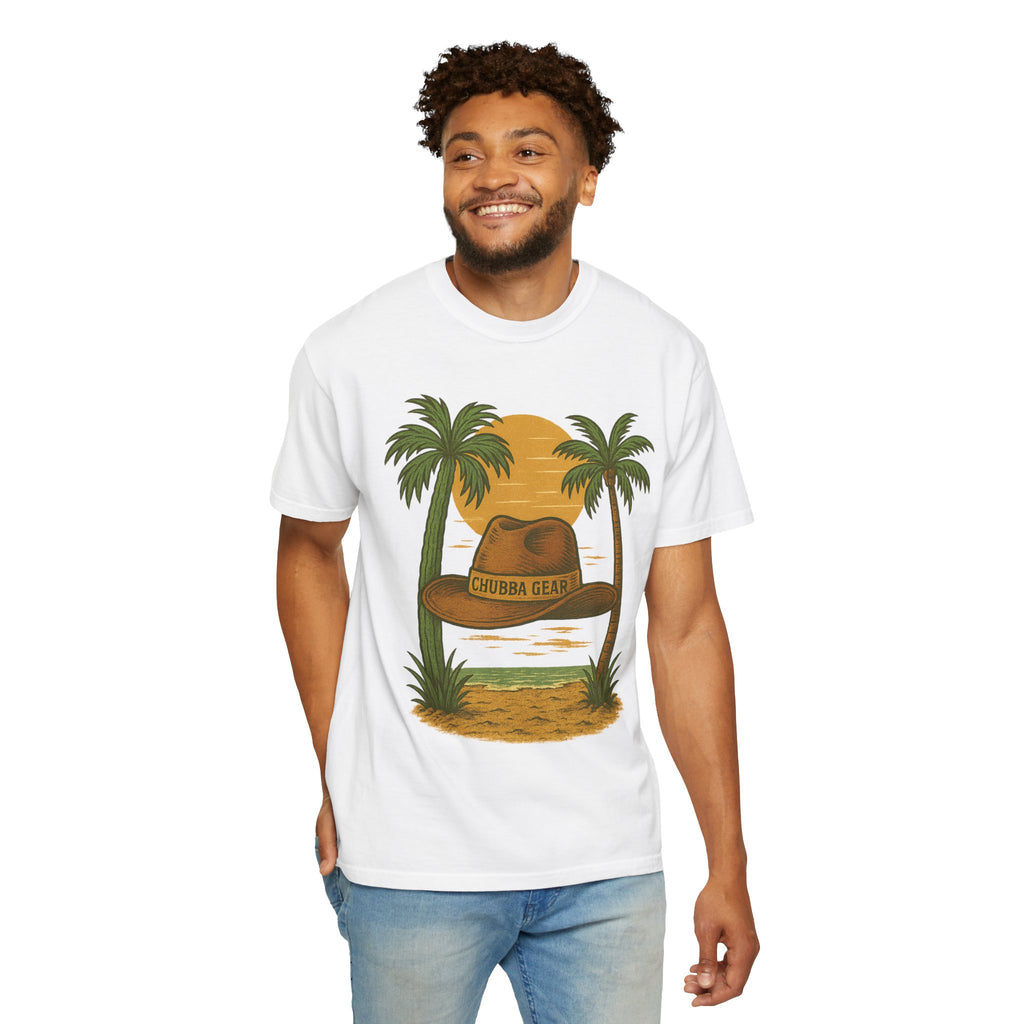 CHUBBA GEAR Tropical Sunset Hat Graphic T-Shirt