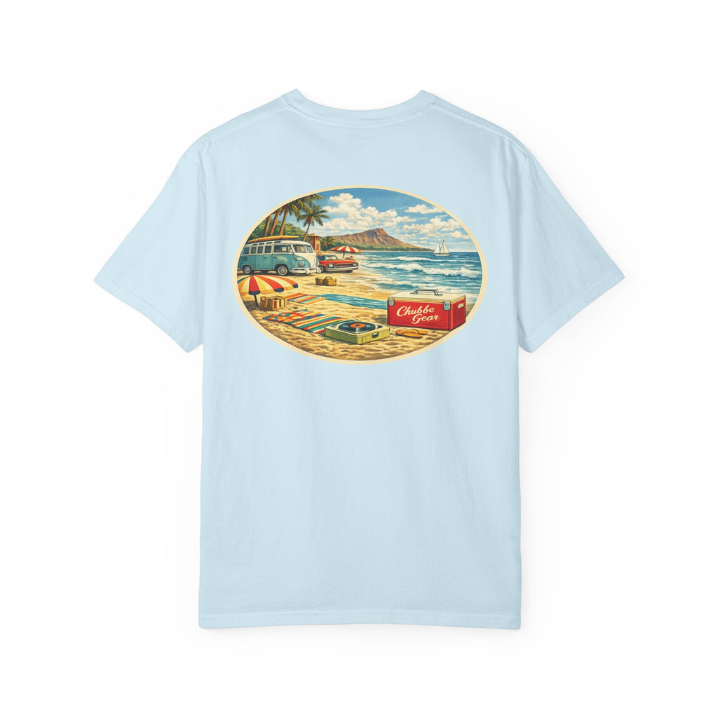 CHUBBA GEAR Vintage Beach T-Shirt – Retro Surf Graphic Tee with 60s Tropical Art