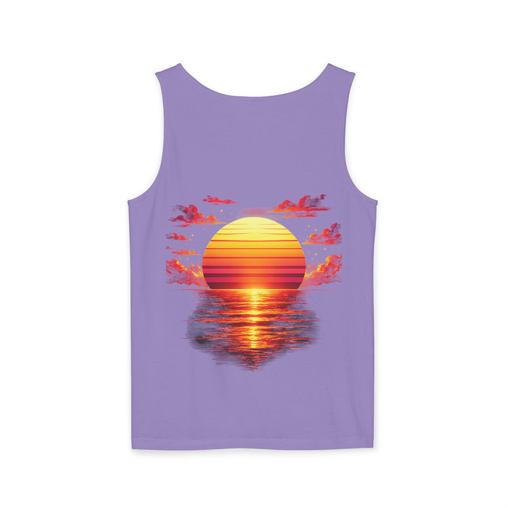CHUBBA GEAR Sunset Wave Tank Top — Retro Sunset Beach Graphic Tank
