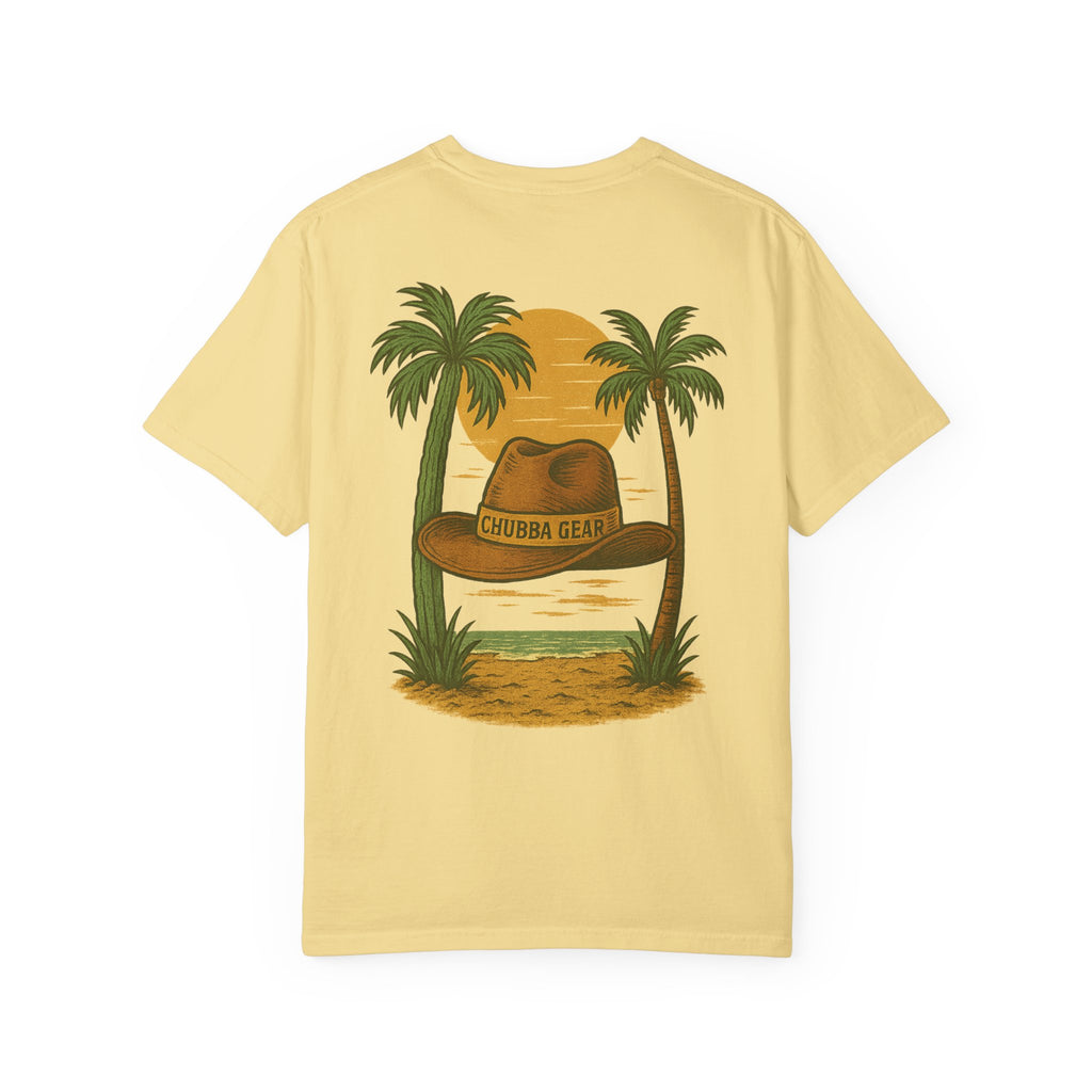 CHUBBA GEAR Tropical Sunset Hat Graphic T-Shirt