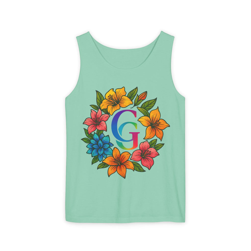 CHUBBA GEAR Floral Monogram Tank Top Tropical Wreath