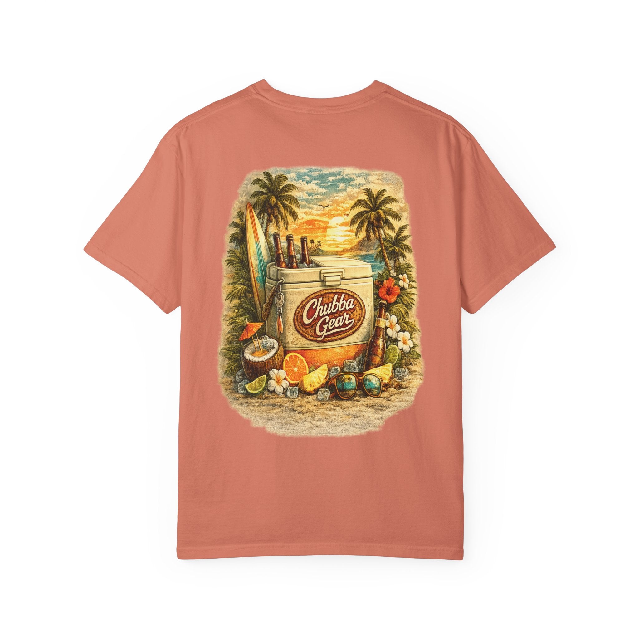 CHUBBA GEAR Vintage Tropical T-Shirt – Retro Beach Cooler Surf Graphic Tee
