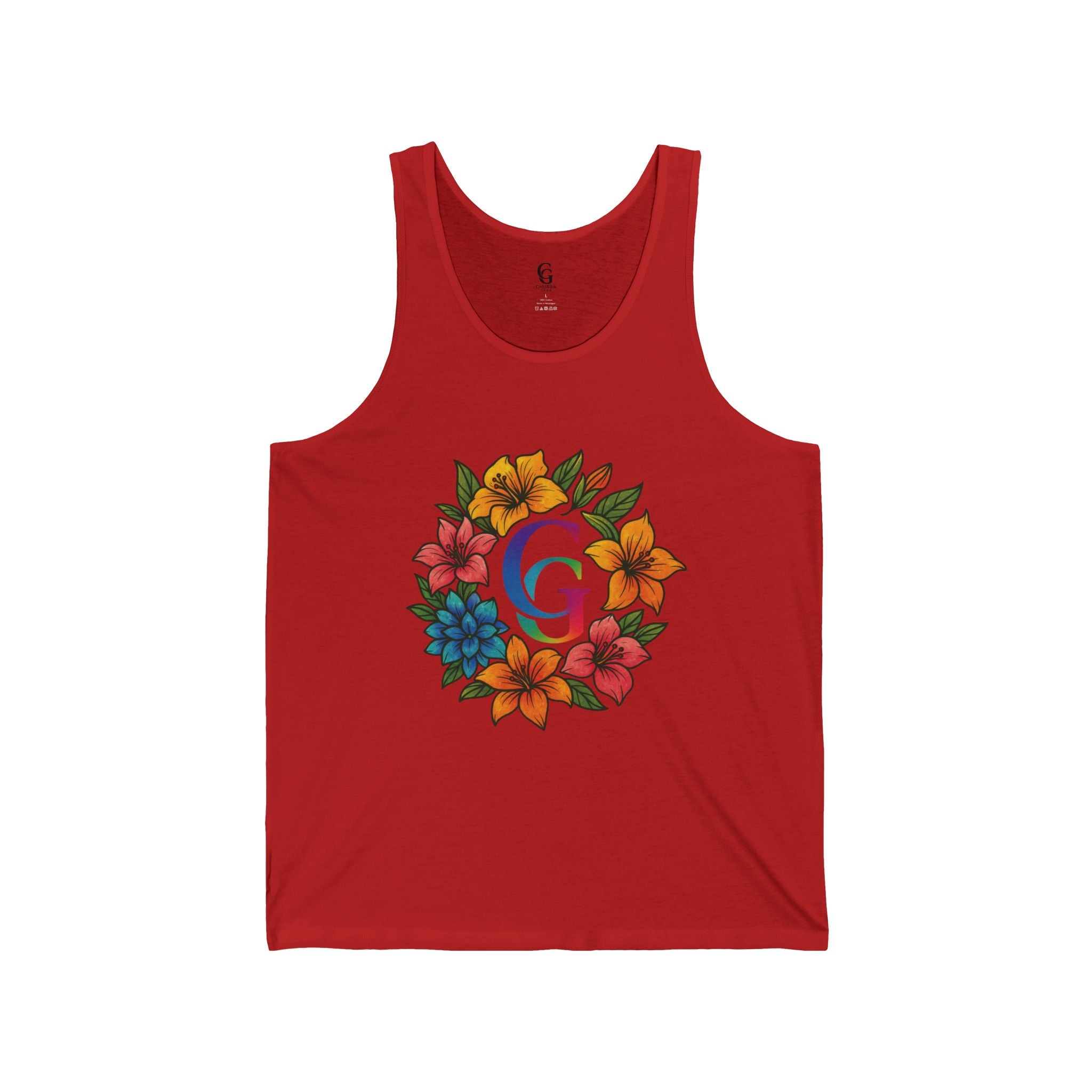 CHUBBA GEAR Floral Monogram Tank Top - Summer Flower Wreath