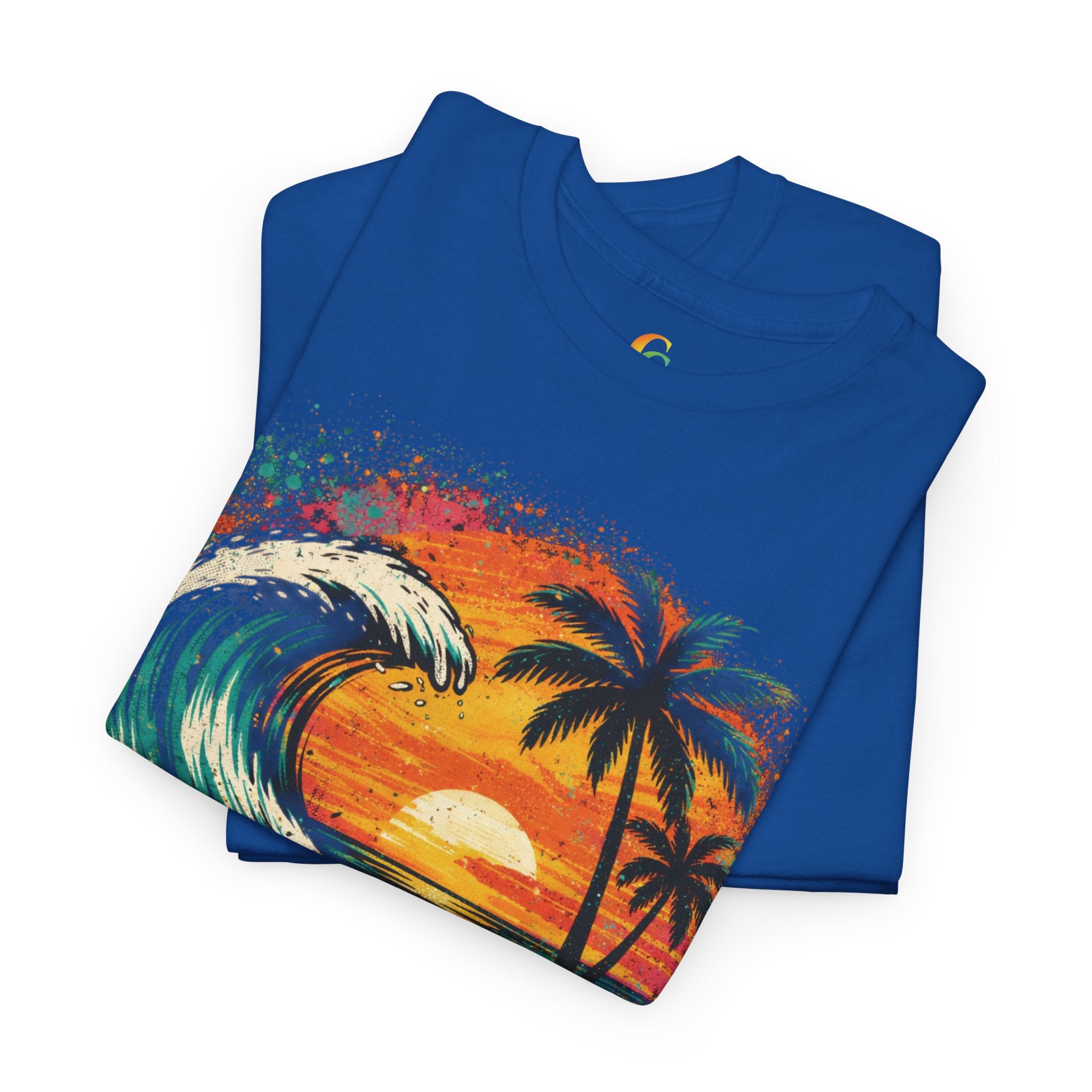 Chubba Gear Sunset Wave Beach T-Shirt – Tropical Palm Surf Graphic Tee