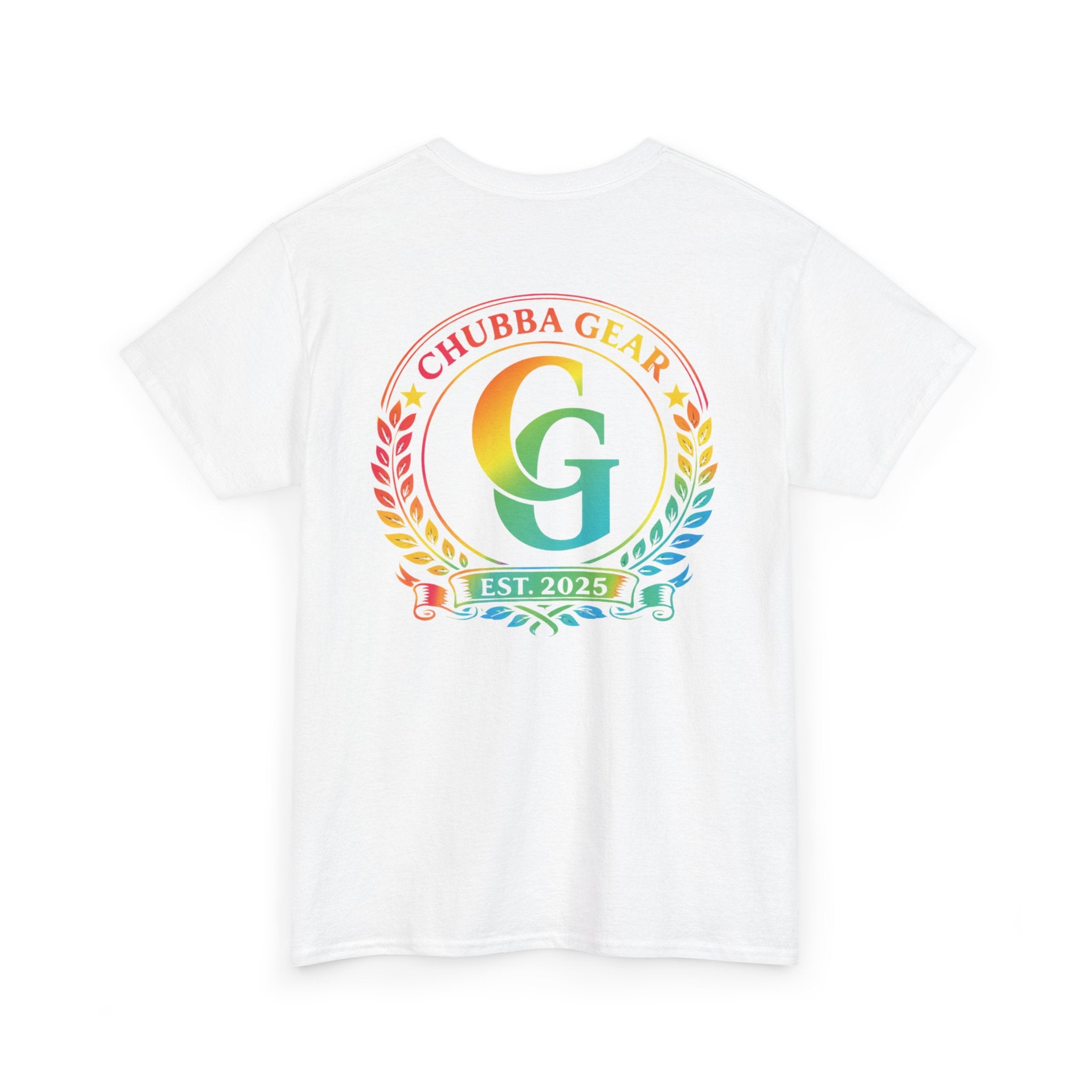 Chubba Gear Rainbow Crest T-Shirt — Retro Logo Tee (Est. 2025)