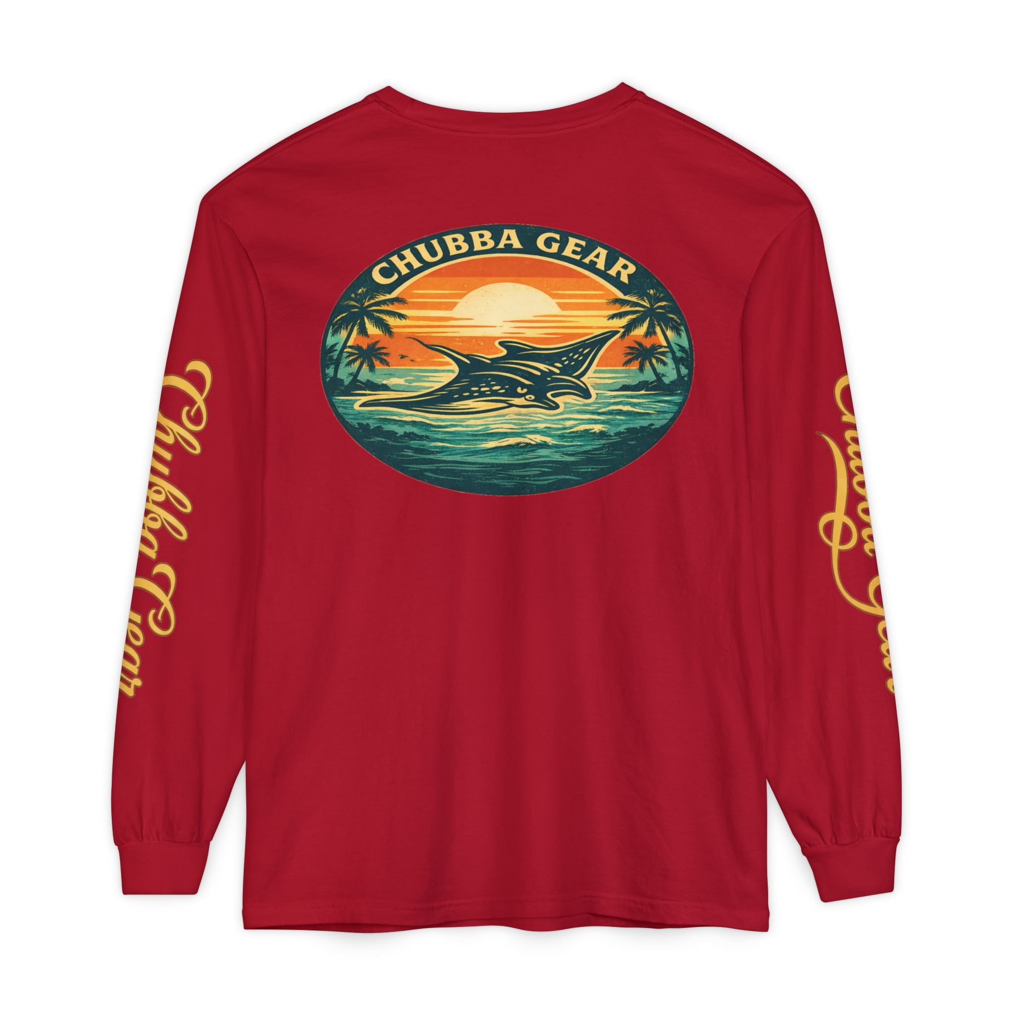 Chubba Gear Sunset Manta Ray Garment-Dyed Long Sleeve Tee