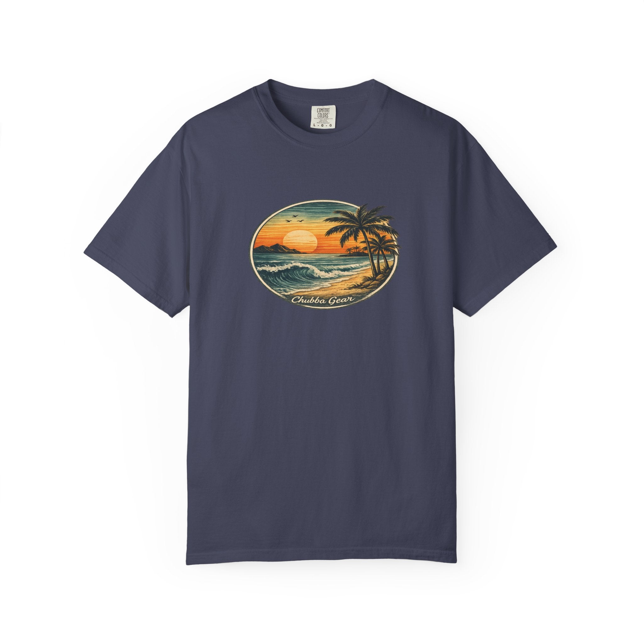 Chubba Gear Retro Island Sunset T-Shirt | Garment-Dyed Coastal Tee