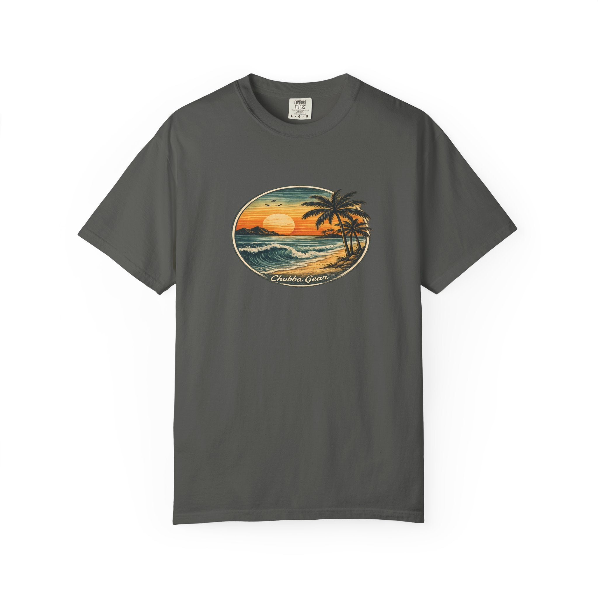Chubba Gear Retro Island Sunset T-Shirt | Garment-Dyed Coastal Tee