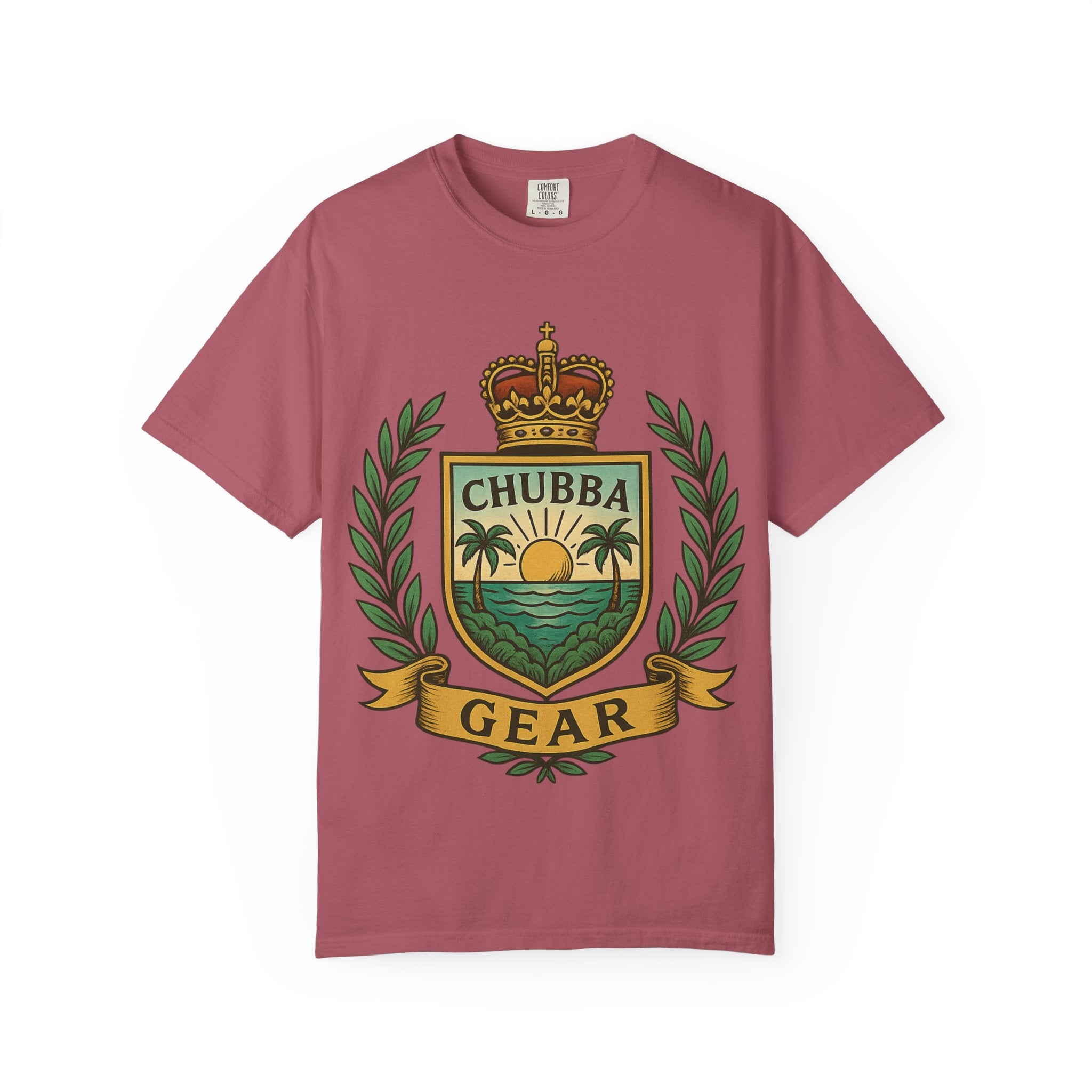 CHUBBA GEAR T-Shirt | Tropical Crest Graphic | Vintage Sunset Tee