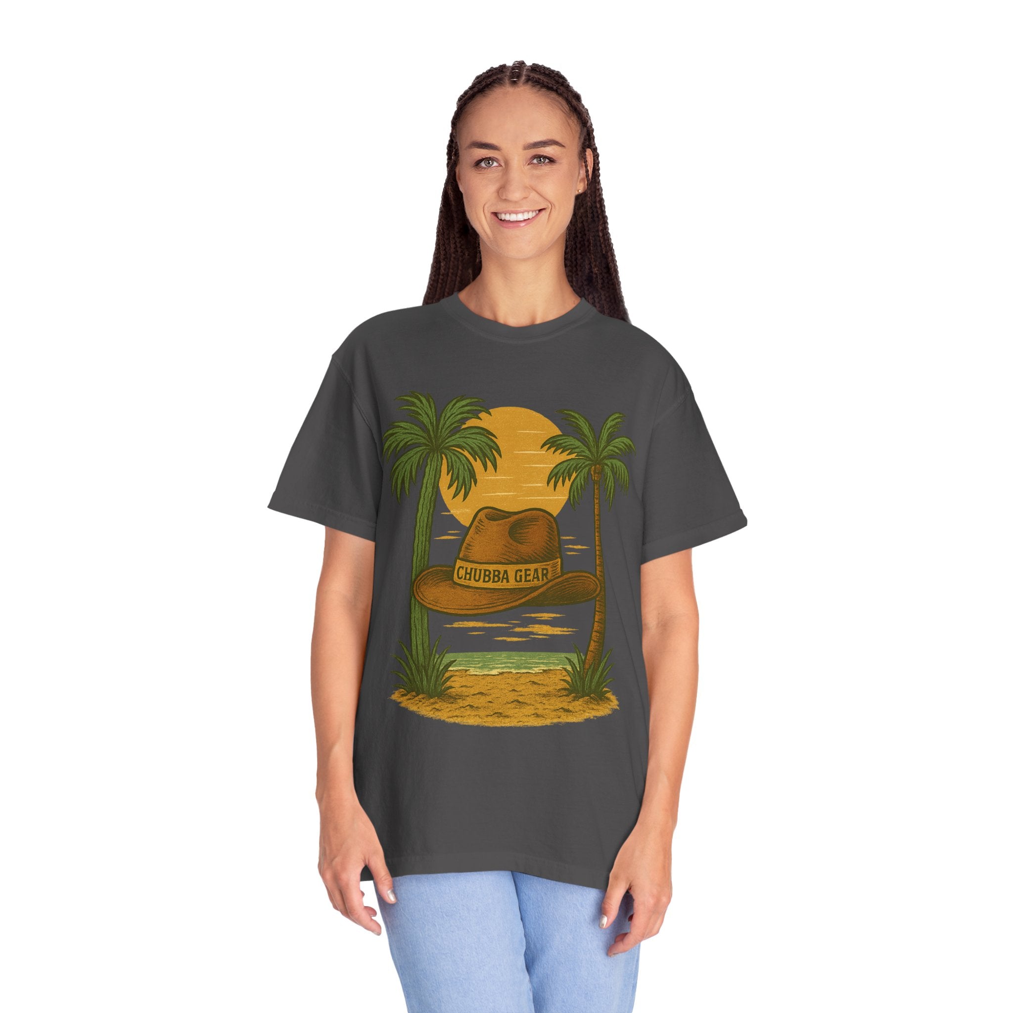 CHUBBA GEAR Tropical Sunset Hat Graphic T-Shirt