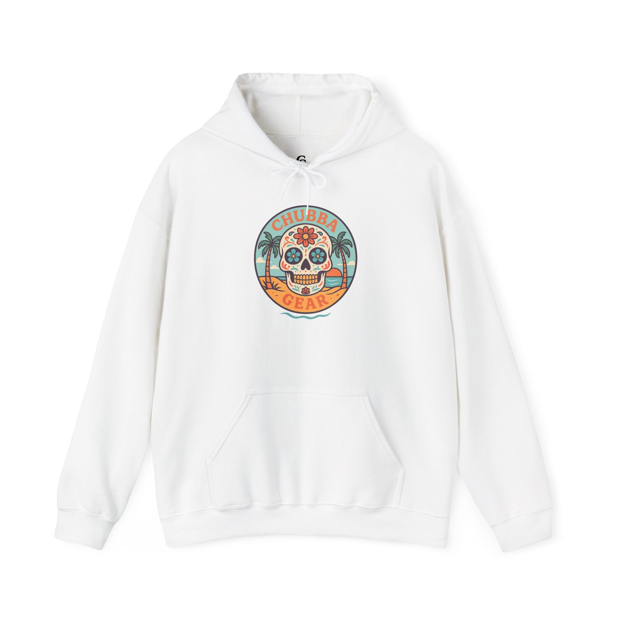 CHUBBA GEAR Sugar Skull Hoodie | Retro Beach Day of the Dead