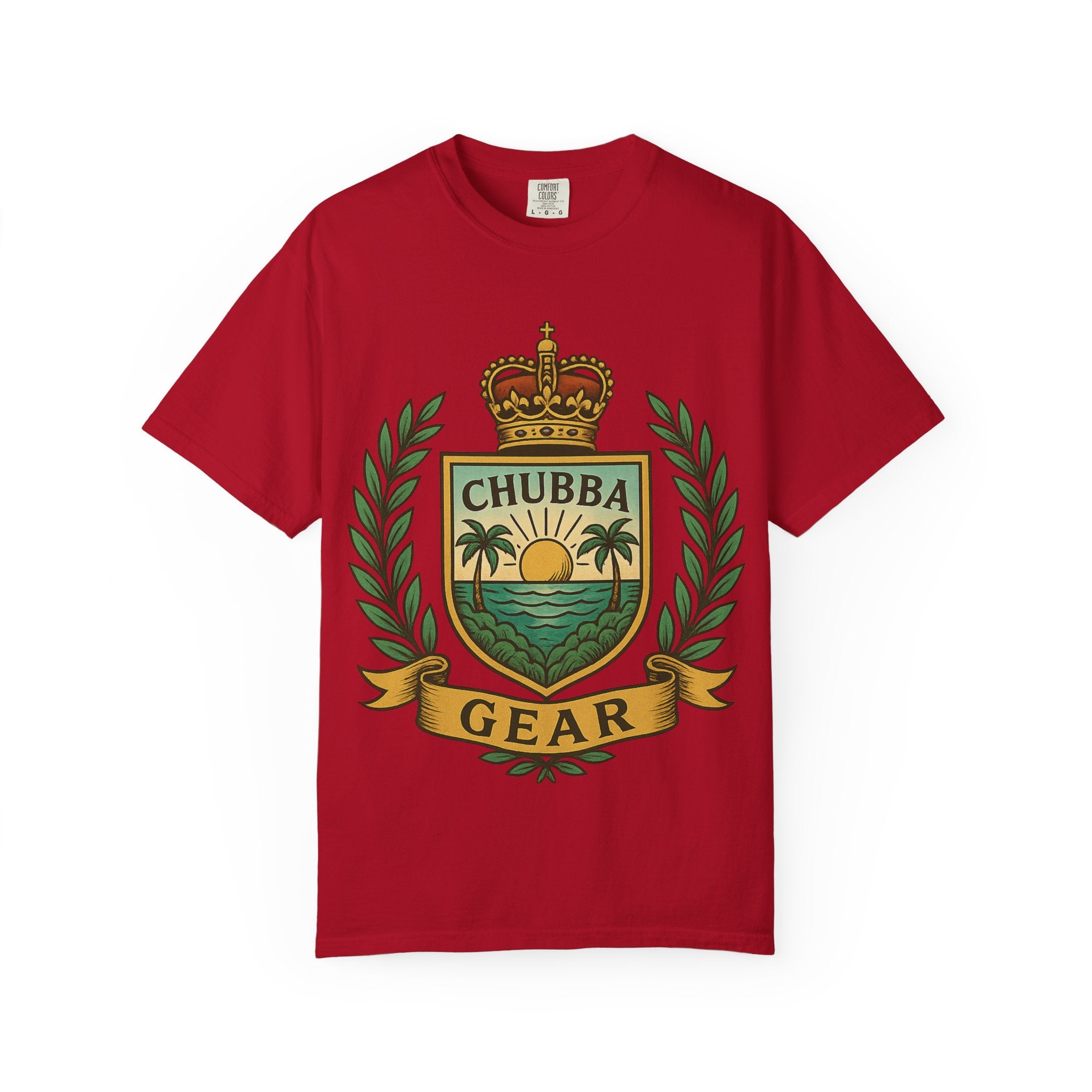 CHUBBA GEAR T-Shirt | Tropical Crest Graphic | Vintage Sunset Tee