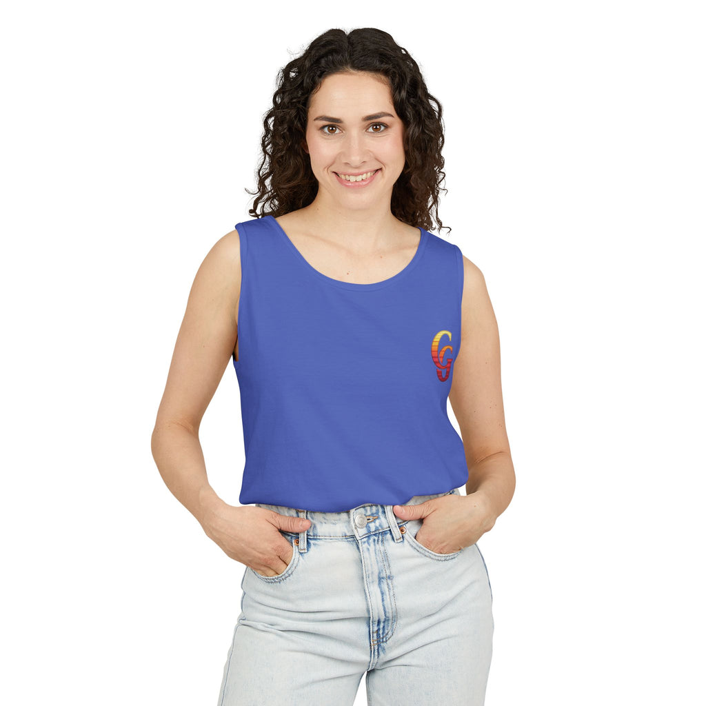 CHUBBA GEAR Sunset Wave Tank Top — Retro Sunset Beach Graphic Tank