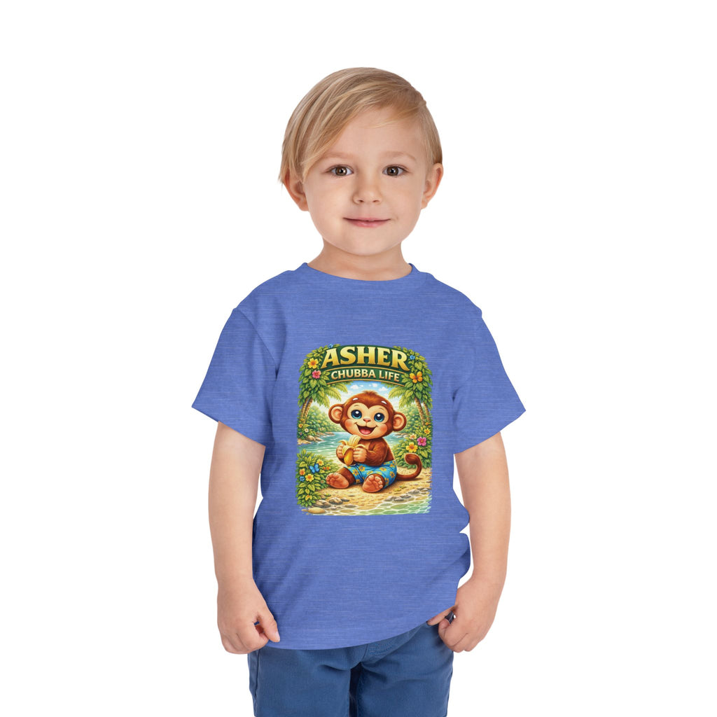 CHUBBA GEAR Asher Chubby Monkey Toddler Tee - Cute Jungle Baby Monkey Shirt