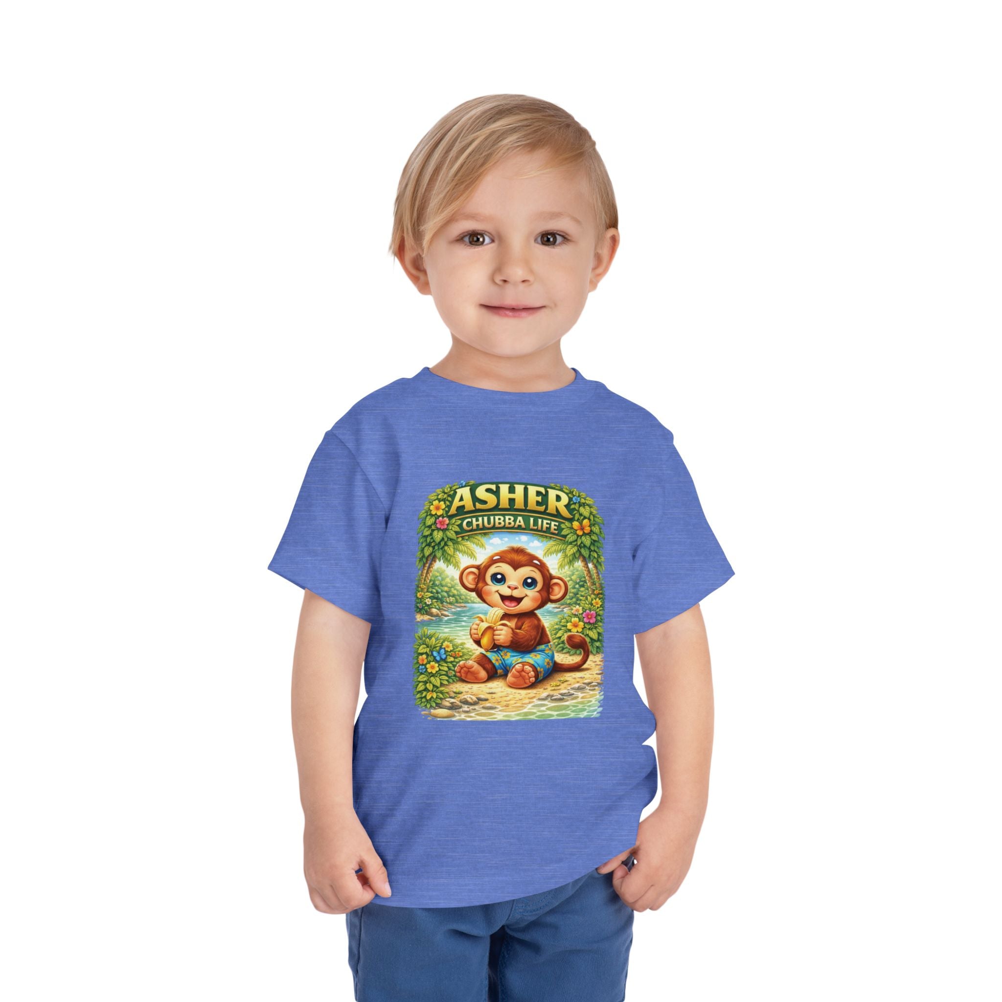 CHUBBA GEAR Asher Chubby Monkey Toddler Tee - Cute Jungle Baby Monkey Shirt