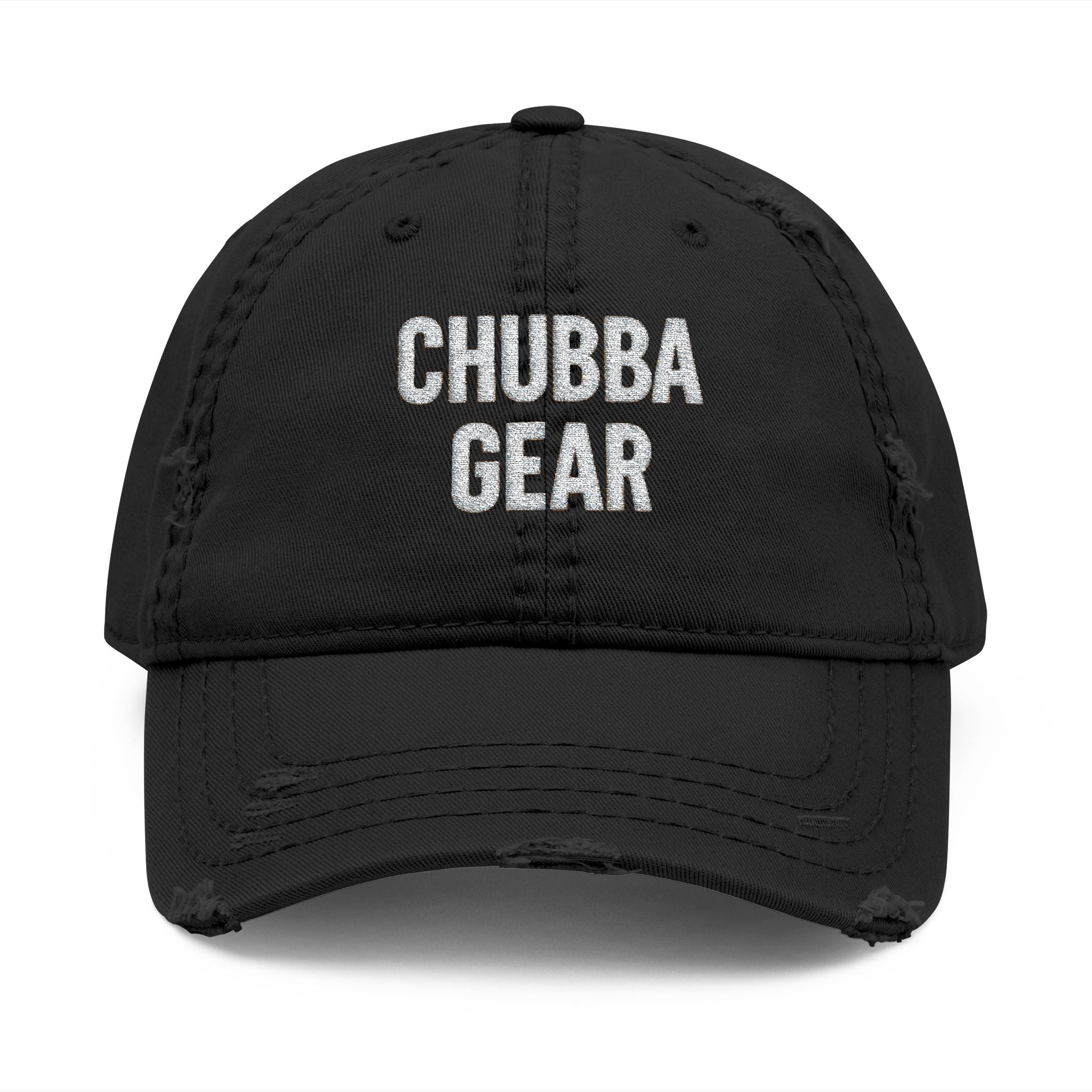 Hat-Distressed Embroidered Dad Hat — "CHUBBA GEAR" Casual Vintage Cap