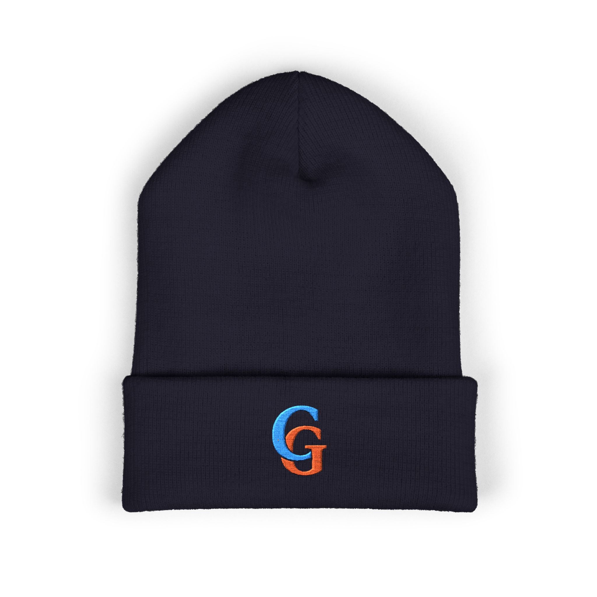 Beanie-Embroidered 'CG' Classic Cuffed Beanie - Cozy Initial Knit Hat