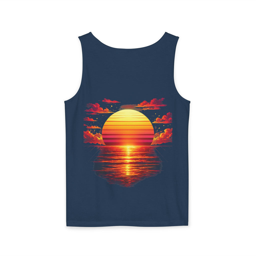 CHUBBA GEAR Sunset Wave Tank Top — Retro Sunset Beach Graphic Tank