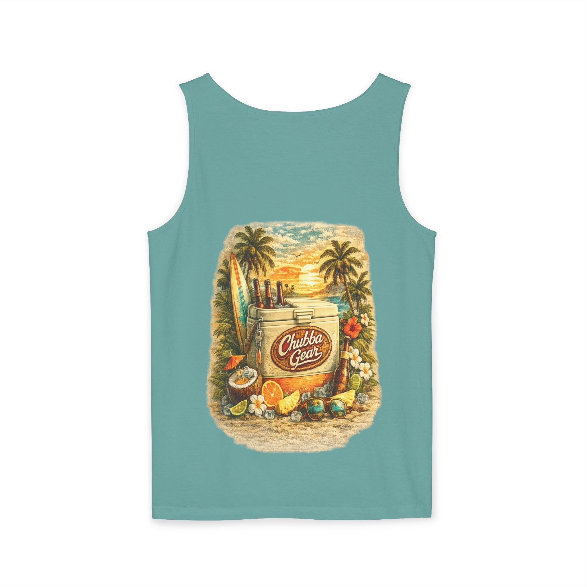 CHUBBA GEAR Vintage Tropical Tank Top – Retro Surf Cooler Beach Graphic Shirt