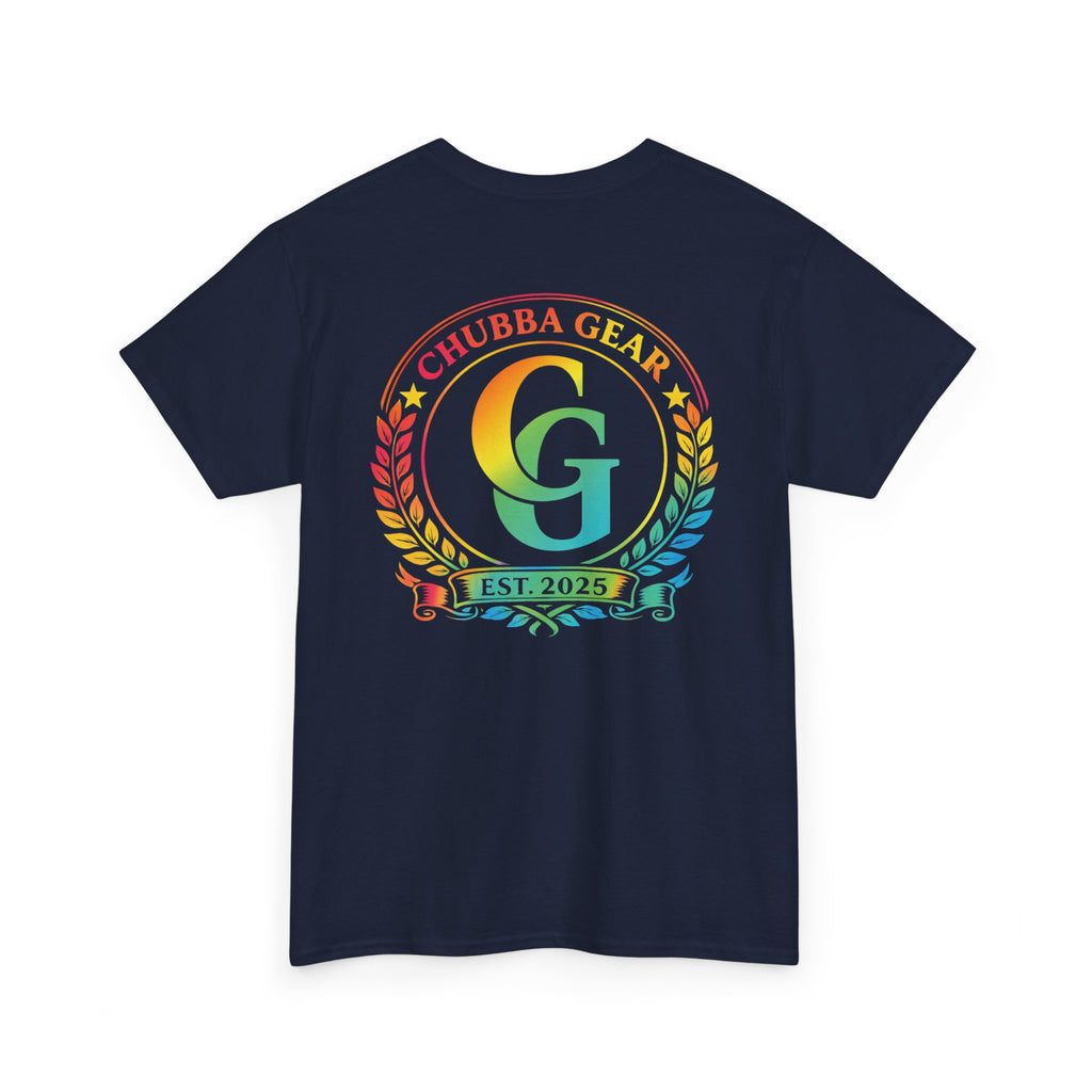 Chubba Gear Rainbow Crest T-Shirt — Retro Logo Tee (Est. 2025)