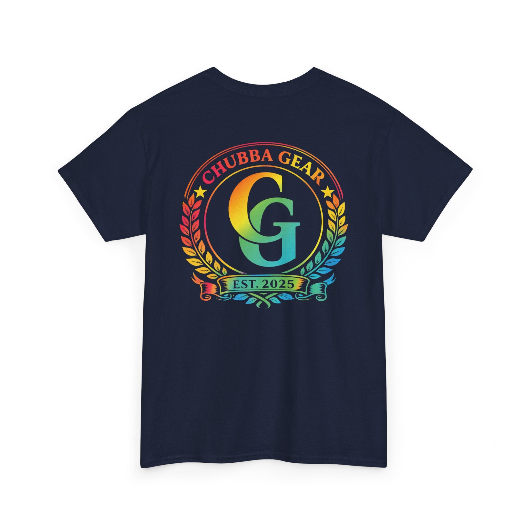 Chubba Gear Rainbow Crest T-Shirt — Retro Logo Tee (Est. 2025)