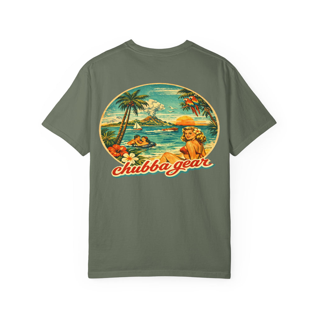 Chubba Gear Retro Tropical T-Shirt – 1950s Hawaiian Surf Beach Graphic Tee