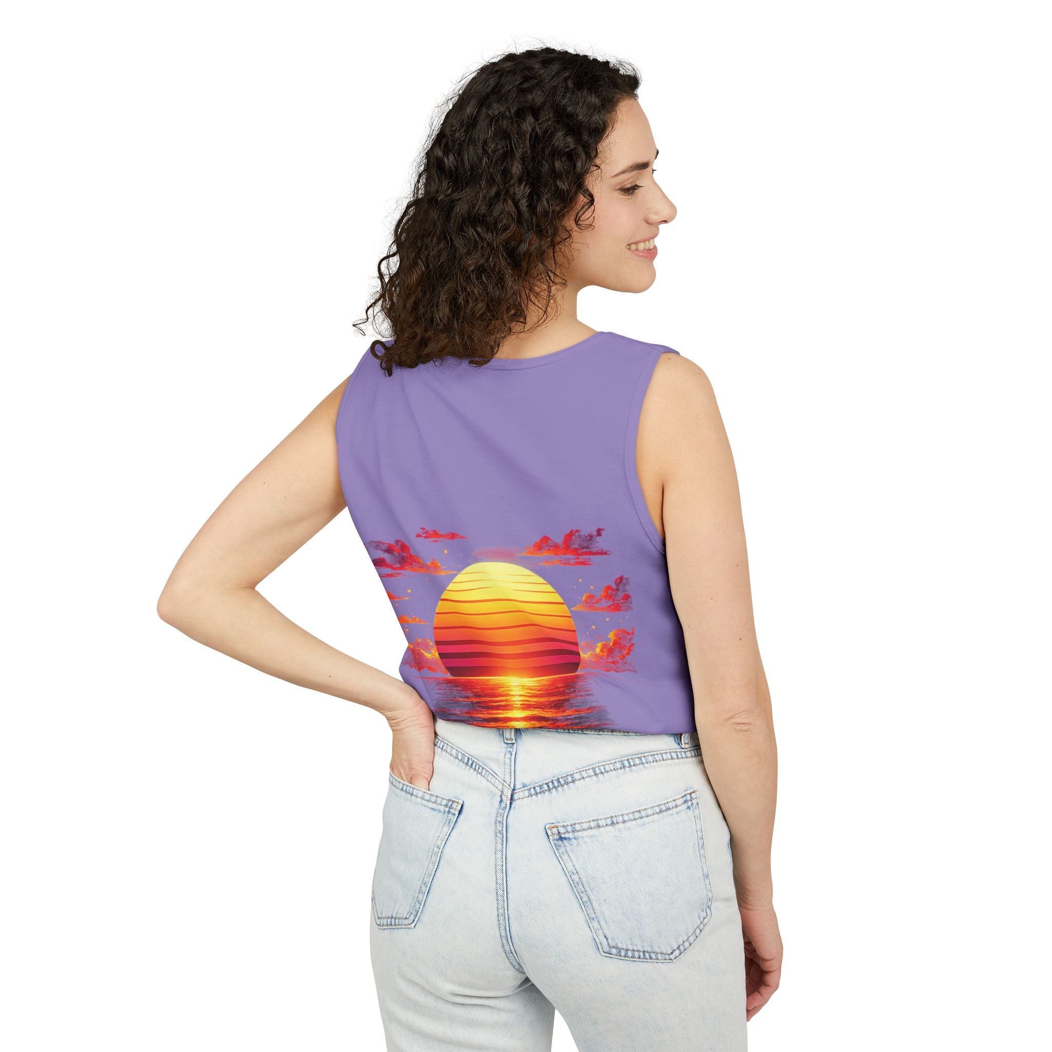 CHUBBA GEAR Sunset Wave Tank Top — Retro Sunset Beach Graphic Tank