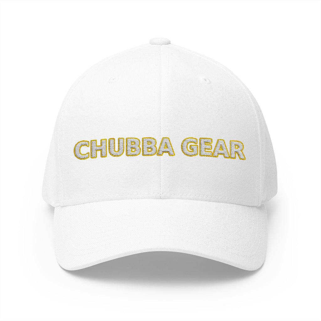 CHUBBA GEAR Embroidered Structured Cap | White Gold Stitching