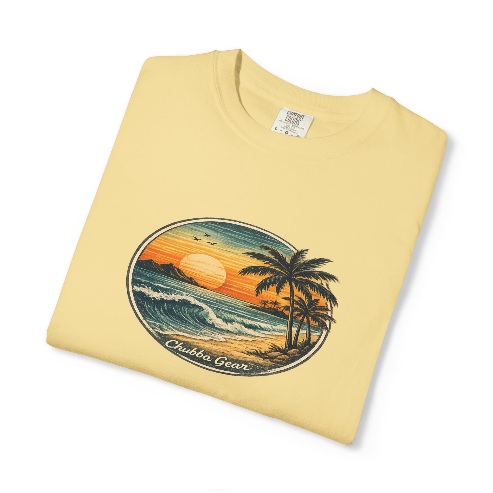 Chubba Gear Retro Island Sunset T-Shirt | Garment-Dyed Coastal Tee