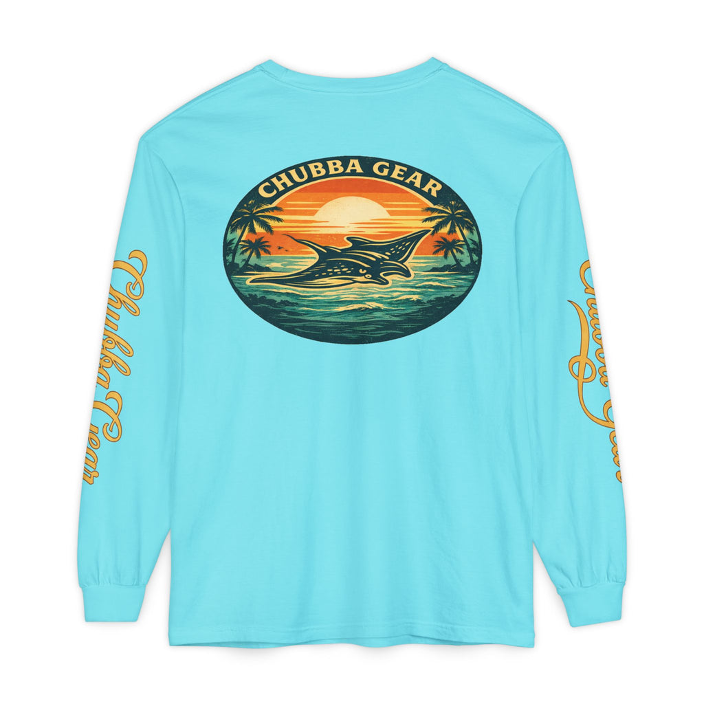 Chubba Gear Sunset Manta Ray Garment-Dyed Long Sleeve Tee