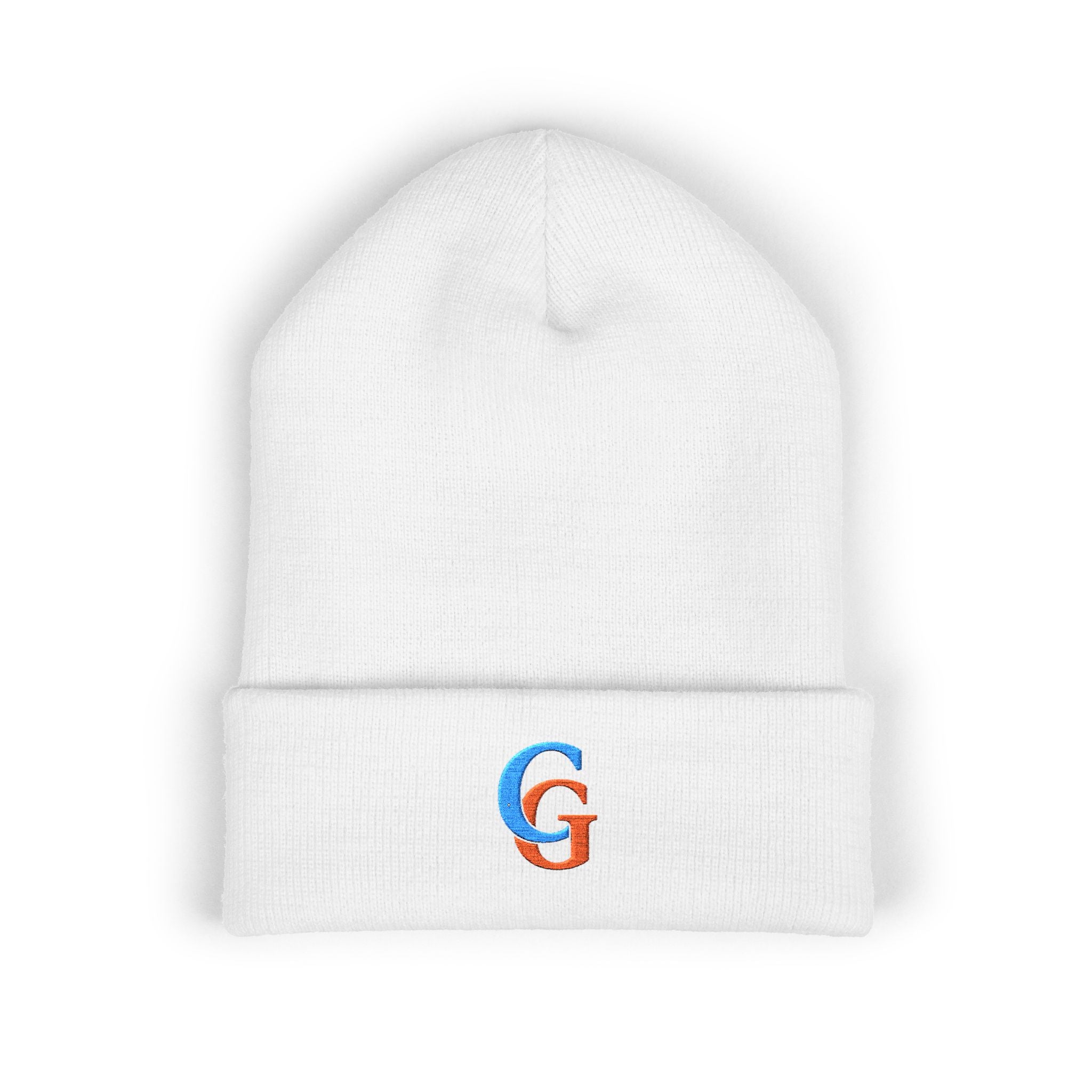 Beanie-Embroidered 'CG' Classic Cuffed Beanie - Cozy Initial Knit Hat