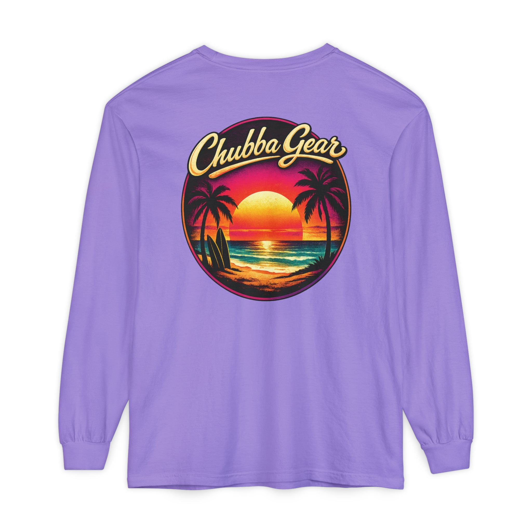 Chubba Gear Sunset Palm Long Sleeve – Vintage Coastal Graphic Shirt